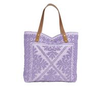 Borsa Marein Cotone, con Chiusura a bottone magnetico, manici in Cuoio, Leggera e Pieghevole, Ampia Capacità Donna per Shopping, Viaggio, Campeggio - Sarda MADE IN ITALY (Lilac (darker handles))