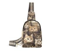 Borsa marrone alla moda con gatti scozzesi pieghevoli per donne borsa per il corpo di moda per donna per il viaggio, Carino Scottish Fold Cats Marrone, 1 size