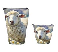 Borsa Matite Sheeps Watercolor Slot Matite Astuccio Portatile Astucci Portamatite Scomparti Borsa Cancelleria Per Collegio, Studente, Adulto