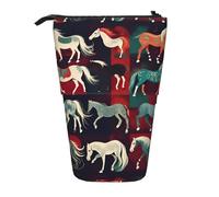 Borsa Matite Various Kinds Of Horses Astuccio Cartoleria Scomparti Astuccio Per Matite Portatile Astuccio Portapenne In Piedi Per Studente, Insegnanti, Collegio
