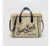 Borsa MC2 nuova spiaggia tempo libero nappa tela leopardata gialla piccola borsa shopping donna Saint Barth MC2 - Piccola borsa da spiaggia da donna in tela con stampa leopardata e nappa. Dimensioni: 