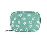 Borsa medica con fiori e turchese bianco con scomparti staccabili, comodo organizer per pillole da viaggio bagdaily