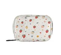 Borsa medica con simpatico motivo a fragola, piccoli fiori con scomparti rimovibili, pratico organizer, chiusura lampo, borsa medicinali, Carino cartone animato fragola fiori, Taglia unica