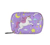 Borsa medica da viaggio con scomparti staccabili e attaccabile alla borsa, motivo: unicorni e stelle, colore: viola