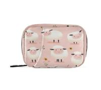 Borsa medica Pecora rosa con scomparti rimovibili, pratica custodia da viaggio per portafoglio