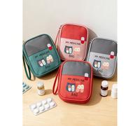 Borsa medica portatile con "My Medicine Bag" e motivo a pillole, kit di pronto soccorso compatto, custodia portatile per il campeggio Rosa 1 pezzo,Verde 1 pezzo,rosso 1 pezzo,Grigio 1 pezzo,1 rosa + 1