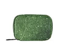 Borsa medica stellata glitterata di colore verde dell'erba con gli scomparti staccabili attaccabile custodia da viaggio dell'organizzatore, Verde Erba Colore Glitter Starry