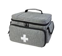 Borsa medica vuota per primo soccorso, kit di emergenza, borsa per infermieri, organizer per medicinali di grande capacità, con scomparti multipli per visite a casa, viaggi, Grigio, Portatile