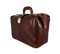 Borsa Medico/Dottore Unisex In Vera Pelle 100%, Colore MARRONE - Made In Italy - Artigiani Toscani 36 X 19 X 27