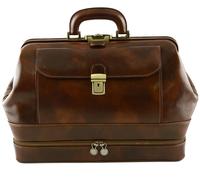 Borsa Medico in Vera Pelle, Doppio Fondo e Tasca Frontale Cognac - DLB
