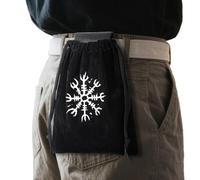 Borsa medievale - PU 20 x 25 cm | Borsa da cintura rinascimentale dal design nordico vintage, escursionismo all'aperto, cintura regolabile | Festival di camminata concerto viaggi avventura, Nero