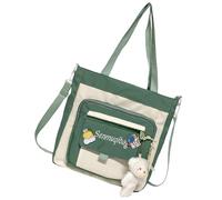 Borsa messenger, borsa a tracolla | Borsa casual a tracolla per la scuola, borsa da lavoro multiuso per scuola, ragazze, viaggi, adolescenti, Verde, Refer to description