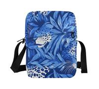 Borsa messenger crossbody Borse a tracolla per le donne Cross Over Borsa a tracolla Regolabile per il lavoro Blu Leopard