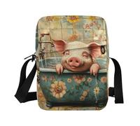 Borsa messenger da uomo borsa a tracolla borsa a tracolla tracolla tracolla regolabile per affari Sweet Pet Pig Retro vasca da bagno
