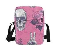 Borsa messenger da uomo borsa a tracolla borse a tracolla per le donne Borsa a tracolla Tracolla Tracolla Regolabile per sport all'aria aperta Teschi dito medio Rosa Pesca