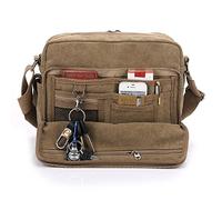 Borsa messenger da uomo in tela, borsa a tracolla da donna, borsa a tracolla da viaggio, borsa per il tempo libero, multitasche, cachi