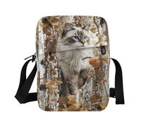 borsa messenger da uomo sopra le borse a tracolla per gli uomini Cross Over borsa a tracolla tracolla tracolla regolabile per affari Autunno Alberi foreste Gatto 3d