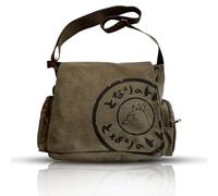 Borsa messenger giapponese in tela con scritta "My Neighbor Totoro", per studenti, con tasche multiple (kaki), Cachi