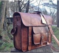 Borsa Messenger In Pelle Fatta A Mano Vintage Rustica Per Ufficio E Laptop