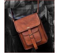 Borsa Messenger In Vera Pelle Vintage Marrone Unisex Crossbody Tracolla Satchel