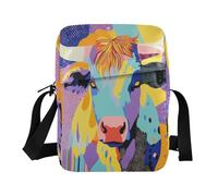 Borsa messenger per donna uomo borsa a tracolla da donna borsa a tracolla tracolla regolabile per casual casual - mucca psichedelica delle Highland