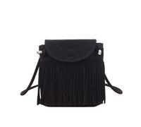 Borsa Messenger Trendsetter con Design Compatto e Fringe Retrò per Uso Quotidiano (3-Black, One Size)