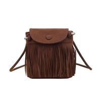 Borsa Messenger Trendsetter con Design Compatto e Fringe Retrò per Uso Quotidiano (3-Coffee, One Size)