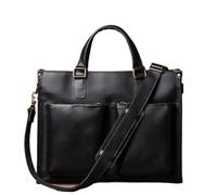 Borsa Messenger Uomo Borsa a mano da uomo a tracolla in vera pelle for laptop 16 pollici alla moda aziendale(Black)