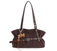 Borsa messenger vintage da donna in PU con ciondolo elegante grande capacità a mezzaluna borsa a tracolla per uso quotidiano, Caff, casual