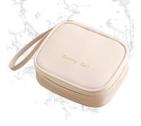 Borsa mestruale in pelle PU, custodia compatta con cerniera | discreto porta assorbenti, per donne e adolescenti, organizer per l'igiene femminile per scuola, ufficio e fuori, Come da immagine, beige