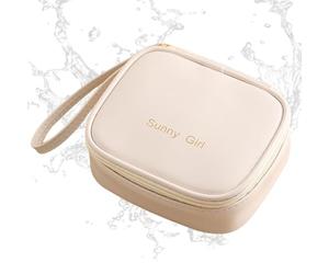 Borsa mestruale in pelle PU, custodia compatta con cerniera | discreto porta assorbenti, per donne e adolescenti, organizer per l'igiene femminile per scuola, ufficio e fuori, Come da immagine, beige