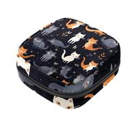Borsa mestruale,Sacchetto di immagazzinaggio del tovagliolo sanitario,Cute Cats Kittens Fish Bones,Tampon Bag per borsa