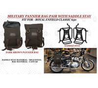 BORSA MILITARE MARRONE SCURO "BORSA CON SUPPORTO SELLA PER ROYAL ENFIELD CLAS...