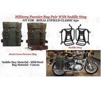 BORSA MILITARE VERDE SCURO "BORSA CON SUPPORTO SELLA PER ROYAL ENFIELD CLASSI...