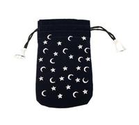 Borsa Mini Tarot In Velluto Blu Scuro Con Luna E Stelle Cordoncino LO SCARABEO