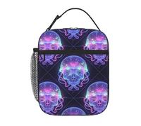 Borsa morbida per il pranzo con teschi al neon e meduse per il lavoro e