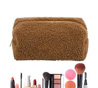 Borsa morbida per trucco, ampia capacità, borsa da viaggio, borsa da viaggio, organizer portatile per trucchi, impermeabile e cosmetico (leggera, chiusura lampo, chiusura a cerniera, per donne, Caffè