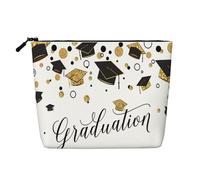 Borsa multifunzionale per trucchi e congratulazioni di laurea, grande capacità, con cerniera, per viaggi, lavoro, casa, borsa per il trucco, portamonete, Nero , Taglia unica