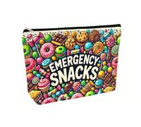 Borsa multifunzione in lino con stampa fronte-retro, chiusura a cerniera, 23,5 x 17,5 x 6 cm, borsa da viaggio per cosmetici, caramelle, dolcetti, bagno, regali