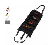 Borsa multiuso arrotolabile per attrezzi con 5 tasche per riporre chiavi, borsa in tela da appendere per giardinaggio, lavorazione del legno, strumenti di riparazione auto, nero/militare (nero)