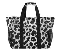 Borsa multiuso con stampa leopardata nera per baule pieghevole impermeabile con manici borse da spiaggia, Stampa leopardata nera., 1 size, Moda