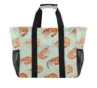 Borsa multiuso per pittura artistica verde gamberetti alimentari per bagagliaio pieghevole resistente all'acqua con manici borsa da spiaggia, Pittura di arte verde gamberetti alimentari, 1 size, Moda