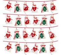 Borsa natalizia da appendere in feltro con conto alla rovescia numerata da 1 a 2