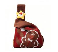 Borsa natalizia in maglia per caramelle per frutta regali con Babbo Natale renna