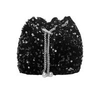 Borsa Nera Con Paillettes, Elegante e Semplice Da Donna Con Coulisse, Personalità Della Moda