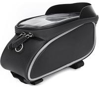 Borsa nera in nylon, borsa da bici con schermo tattile, materiale TPU, attrezzatura da ciclismo per navigazione smartphone, design con visiera parasole per equitazione all'aperto alla moda