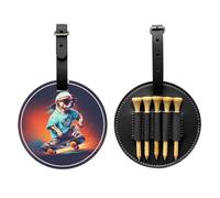 Borsa nera per tee da golf con skateboard con cani, facile da trasportare e più efficiente nel giocare a golf