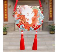 Borsa New Year Borsa Hanfu a tracolla con ricamo elemento tradizionale