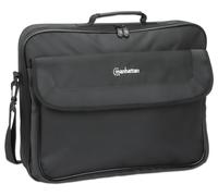 Manhattan Borsa a tracolla per laptop, stile valigetta sottile, apertura a conchiglia, scomparti imbottiti, Nero, 17.3 Inch