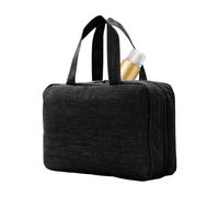 Borsa organizer arrotolabile per trucchi, borsa da viaggio per articoli da toeletta da appendere, per pennelli da trucco arrotolabile, compatta, custodia portatile per kit di bellezza, Nero , Refer to